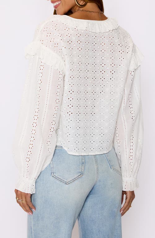Vici Collection Mabel Tie Front Crop Cotton Broderie Anglaise Top In White
