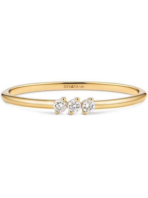 Triple Round Lab Grown Diamond Ring in 14K Gold