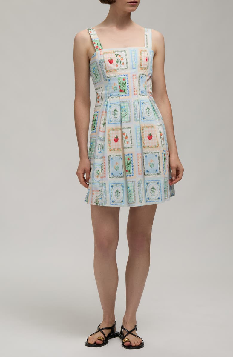 Hunter Pleated Printed Dress, Main, color, Flower Stamp Print