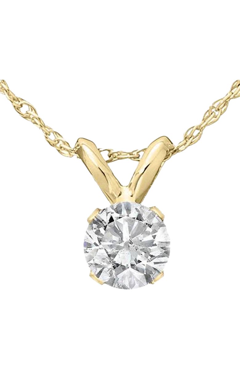 Bliss Diamond 3/4ct Diamond Round Solitaire Necklace 14K Gold Pendant Lab Grown, Main, color, 14K Yellow Gold