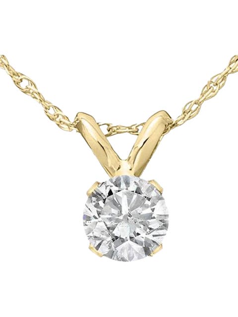3/4ct Diamond Round Solitaire Necklace 14K Gold Pendant Lab Grown
