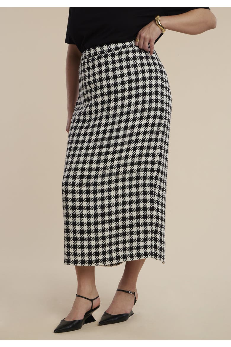 Houndstooth Column Maxi Skirt, Alternate, color, BLACK WHITE HOUNDSTOOTH