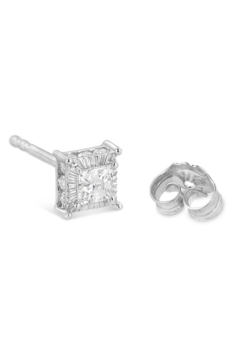 Haus of Brilliance Silver 1/2 Ct Princess Stud Earring, Alternate, color, White