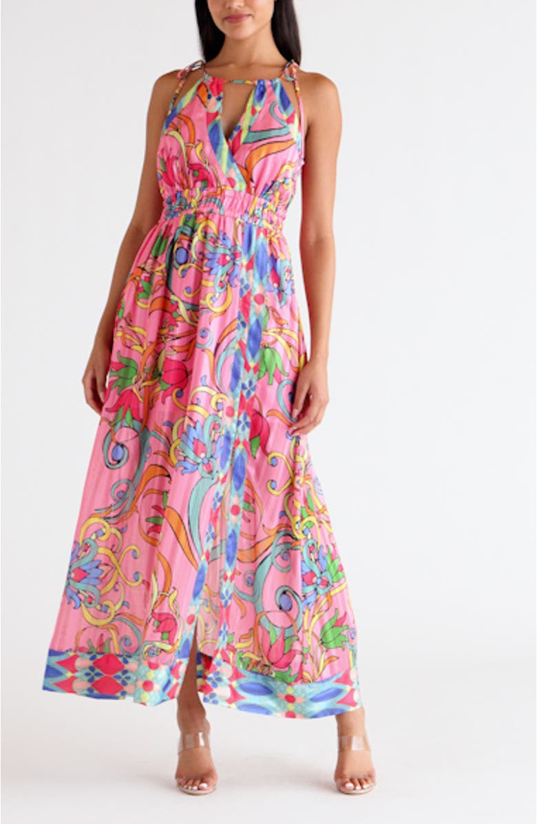 Elja Floral Keyhole Neck Maxi Dress, sales video thumbnail