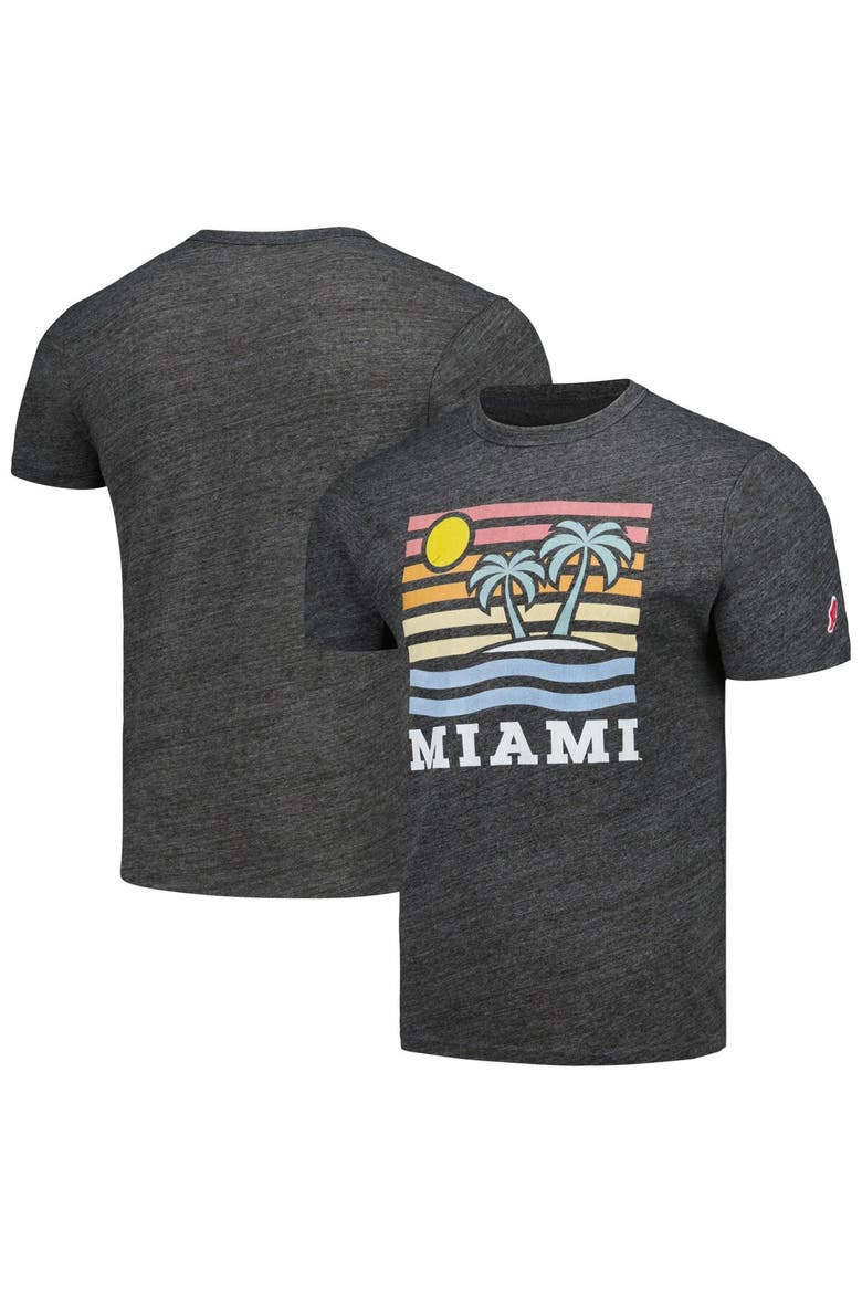 Men's League Collegiate Wear Heather Charcoal Miami Hurricanes Hyper Local Victory Falls Tri-Blend T-Shirt, Main, color, Heather Charcoal