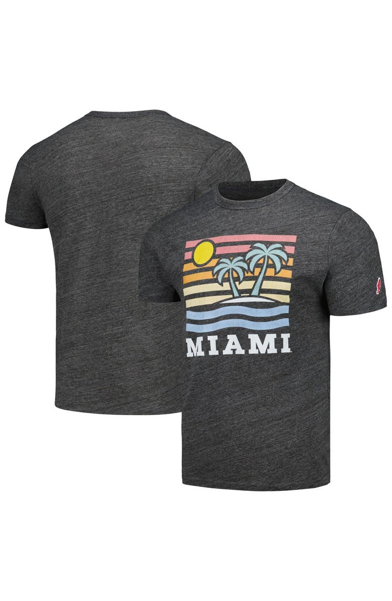 LEAGUE COLLEGIATE WEAR Men's League Collegiate Wear Heather Charcoal Miami Hurricanes Hyper Local Victory Falls Tri-Blend T-Shirt, Main, color, Heather Charcoal