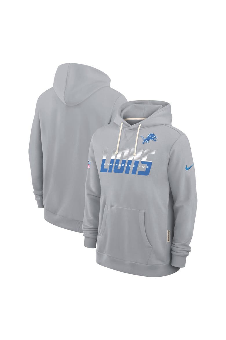Men's Nike Gray Detroit Lions Sideline Standard Issue Top Prospect Dri-FIT Hoodie, Main, color, Gray