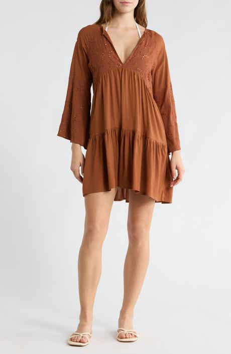 BOHO ME Eyelet Bell Sleeve Tunic