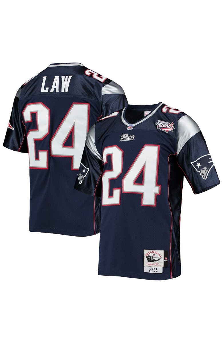 Mitchell & Ness Men's Mitchell & Ness Ty Law Navy New England Patriots 2001 Authentic Throwback Retired Player Jersey, Main, color,