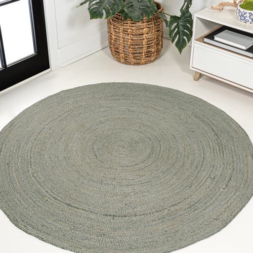 Jonathan Y Zara Braided Coastal Cottage Round Jute Round Area Rug In Gray