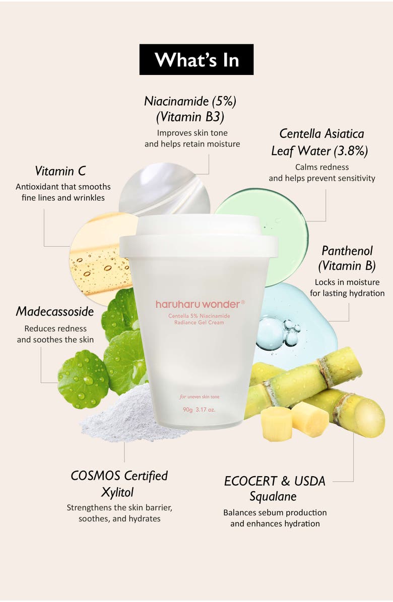haruharu wonder Centella 5% Niacinamide Radiance Gel Cream, Alternate, color, NO COLOR