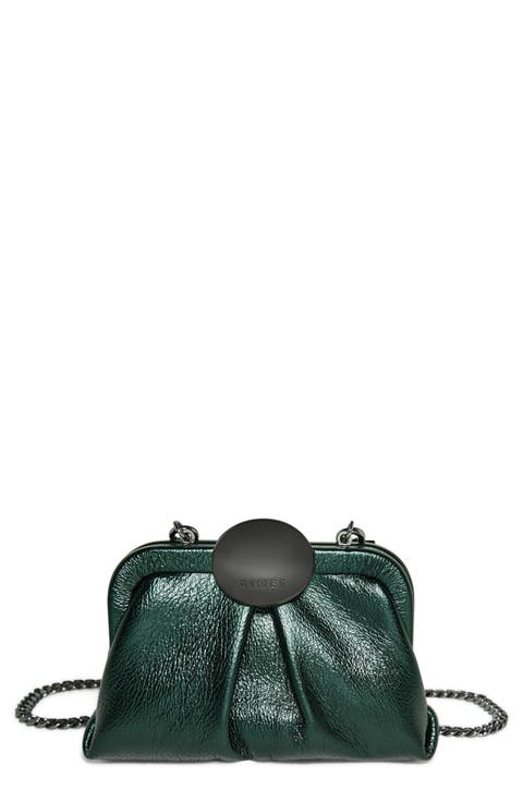 Mini Full Circle Leather Frame Crossbody Clutch