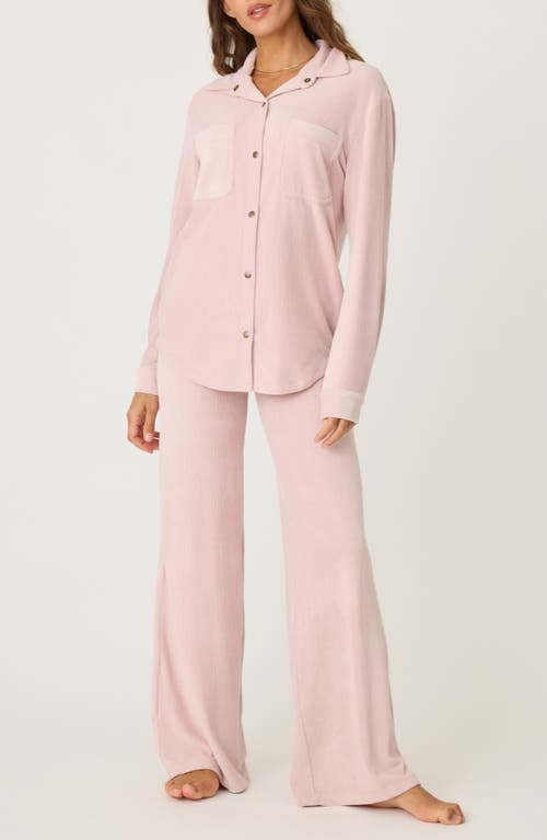 Pj Salvage Velour Corduroy Pajamas In Pink Clay
