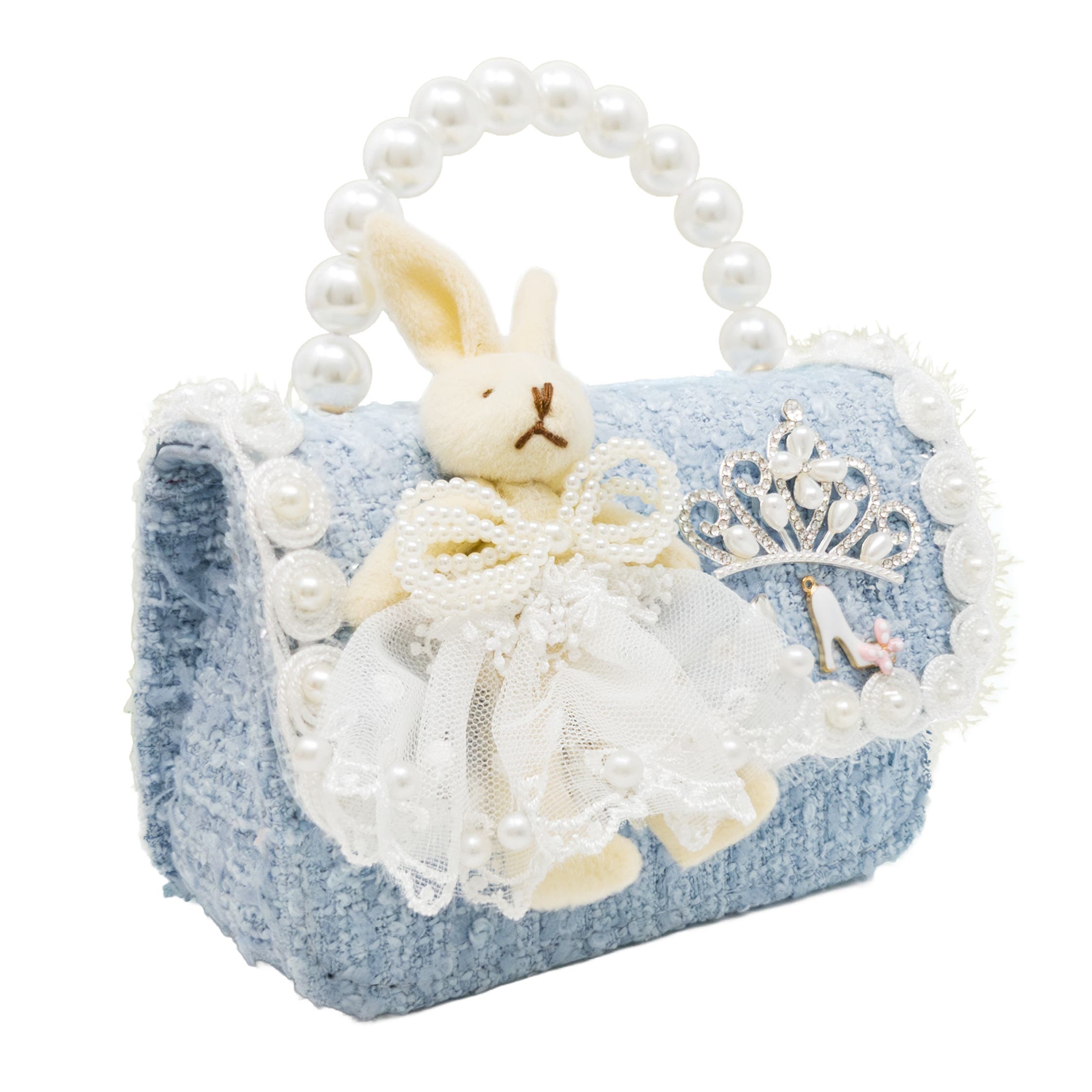 Puttisu Bunny Royale Pearl Tweed Handbag, Alternate, color, Powder Blue