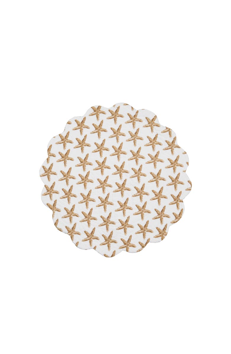 C&F Home Sandbridge Stars Round Placemats Set of 6, 17", Alternate, color, White