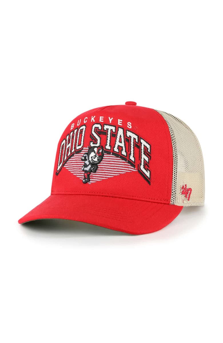 '47 Men's '47  Scarlet Ohio State Buckeyes Pomona Mesh Hitch Adjustable Trucker Hat, Main, color, Scarlet