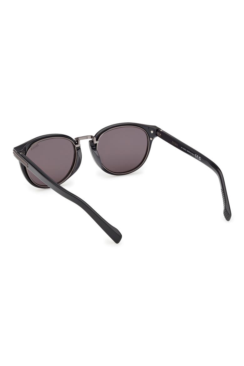 51mm Round Sunglasses, Alternate, color, ASPHALT GREY/ RUTHENIUM TRIM