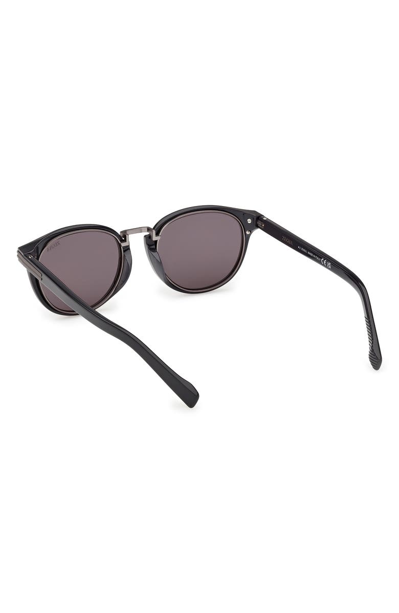 ZEGNA 51mm Round Sunglasses, Alternate, color, Asphalt Grey/ Ruthenium Trim