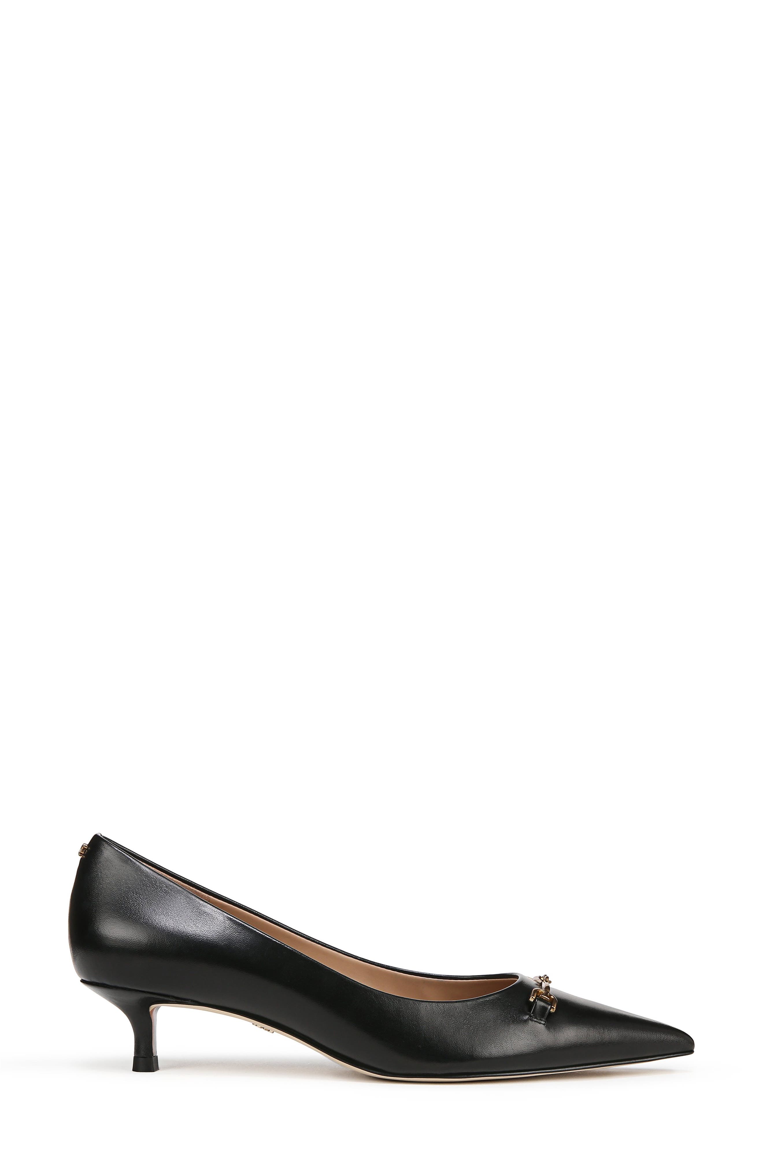 Sam Edelman Kaya Pointed Toe Kitten Heel Pump, Alternate, color, Black Leather