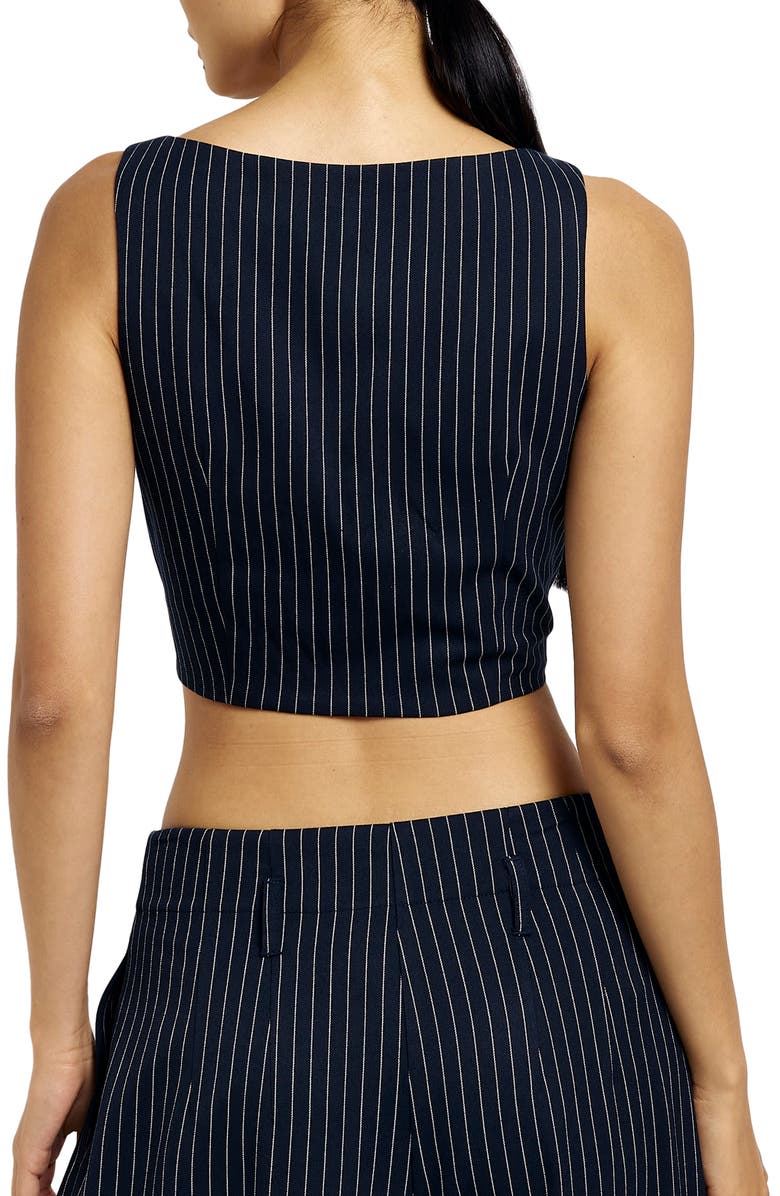 River Island Pinstripe Corset Crop Top, Alternate, color,