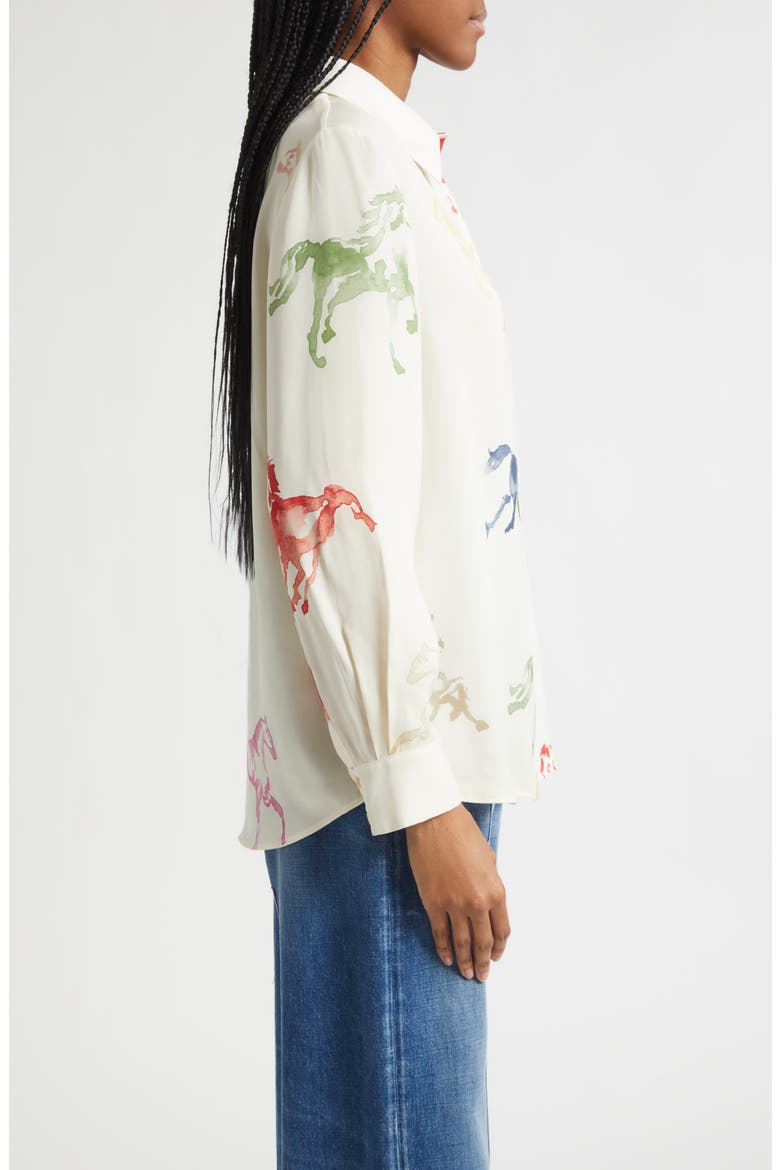 Watercolor Horse Print Button-Up Shirt, Alternate, color, HORSES