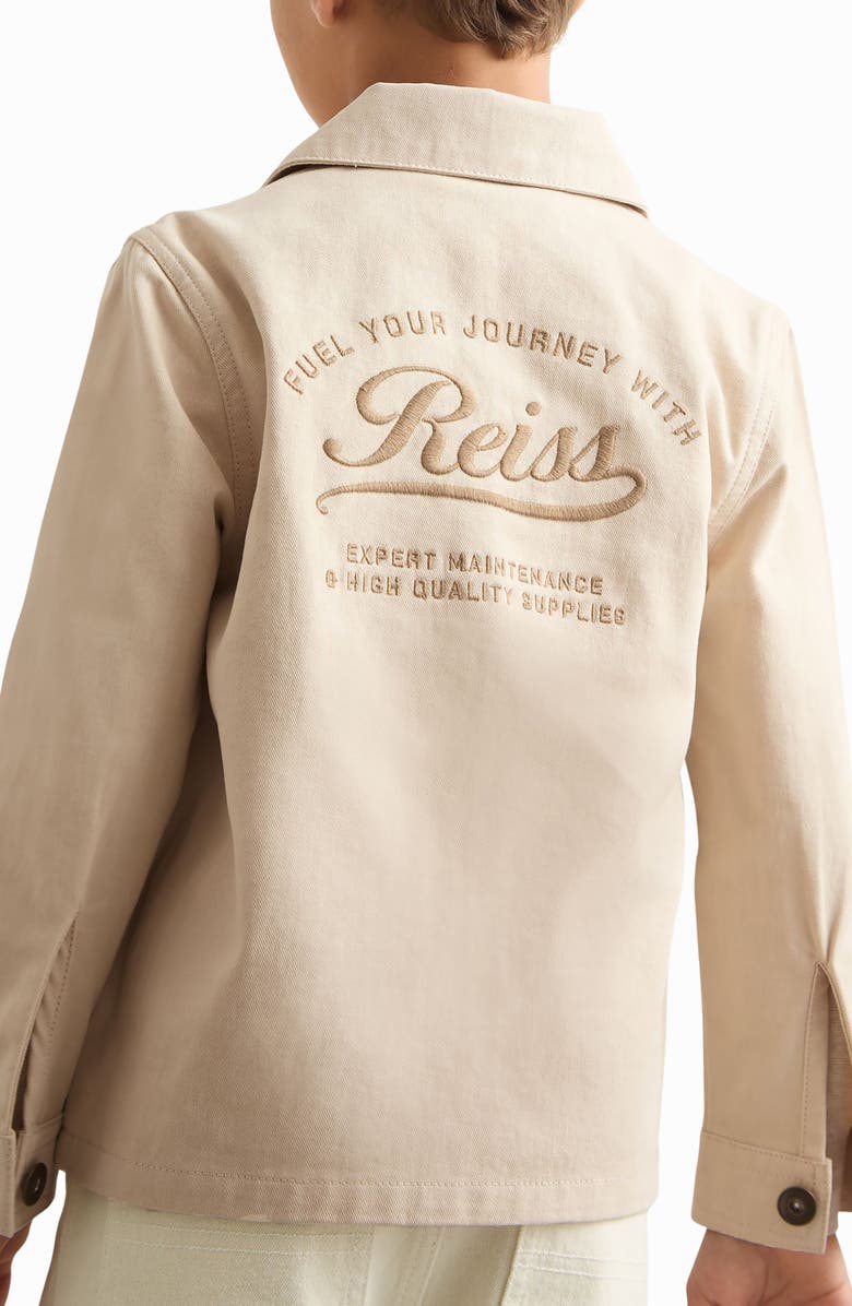 Reiss Kids' Copeland Cotton Twill Button-Up Chore Coat, Alternate, color, Off White