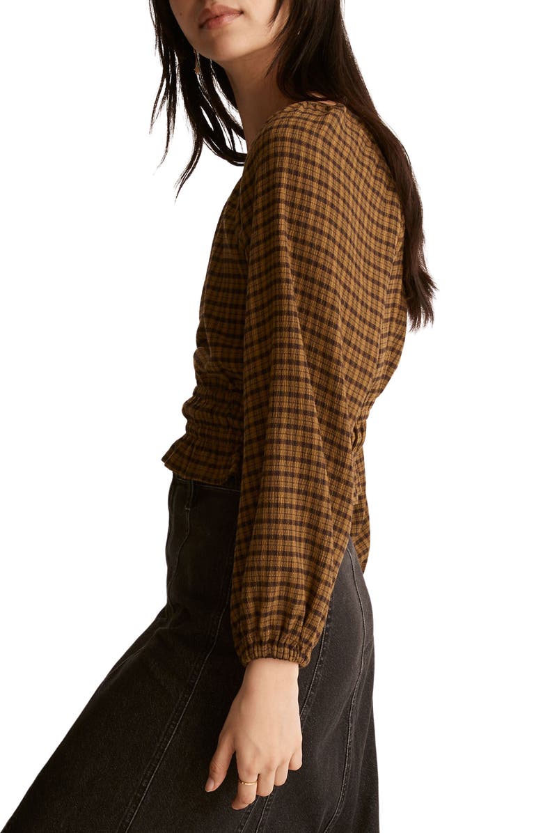 Madewell Plaid Tie Back Cutout Top, Alternate, color, 