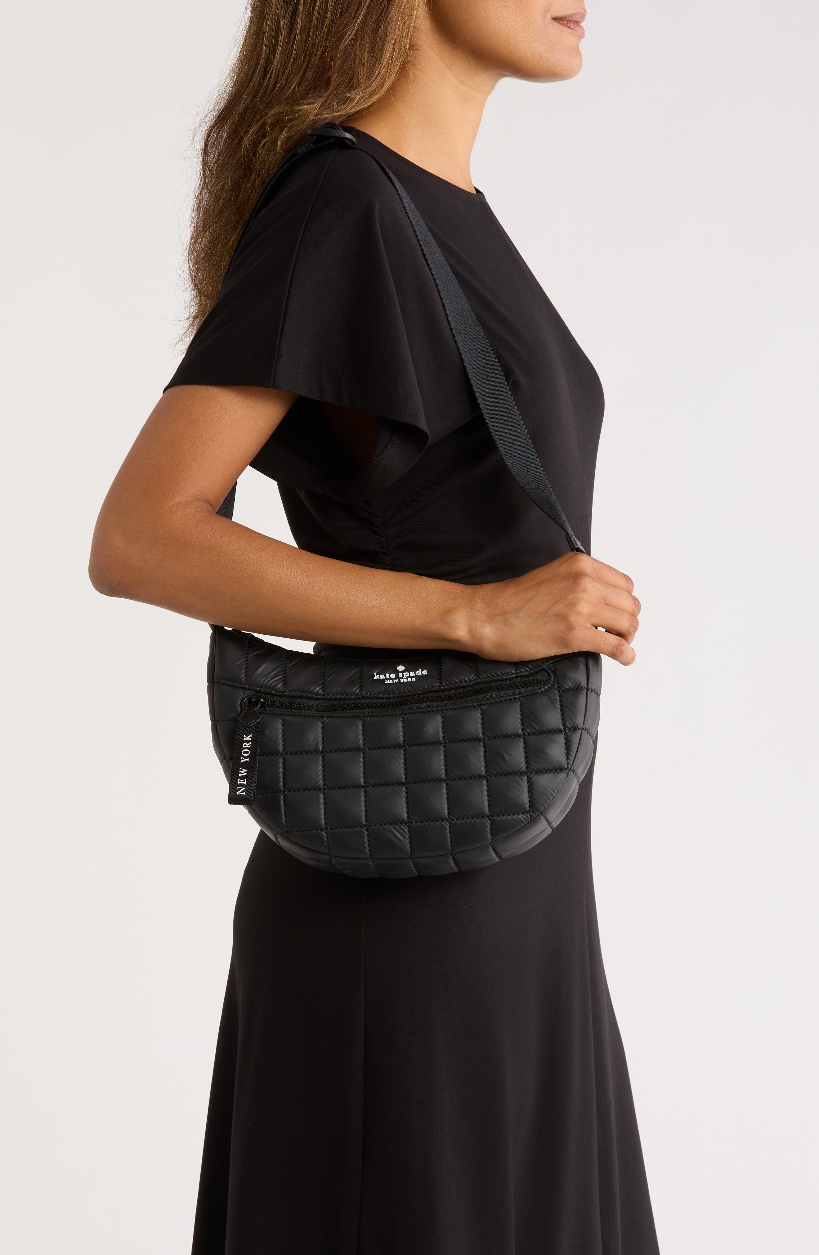 Kate Spade New York camden quilted large sling bag, Alternate, color, Black