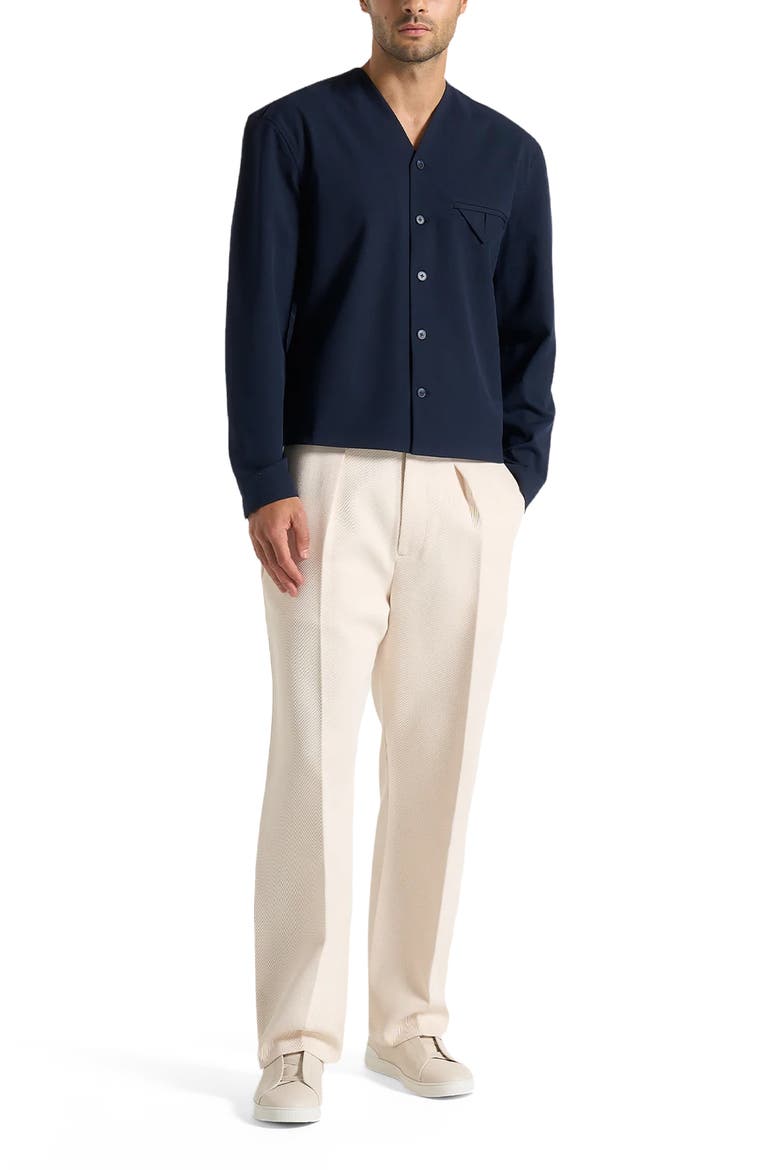 Zac Boxy V-Neck Long Sleeve Shirt, Alternate, color, Navy