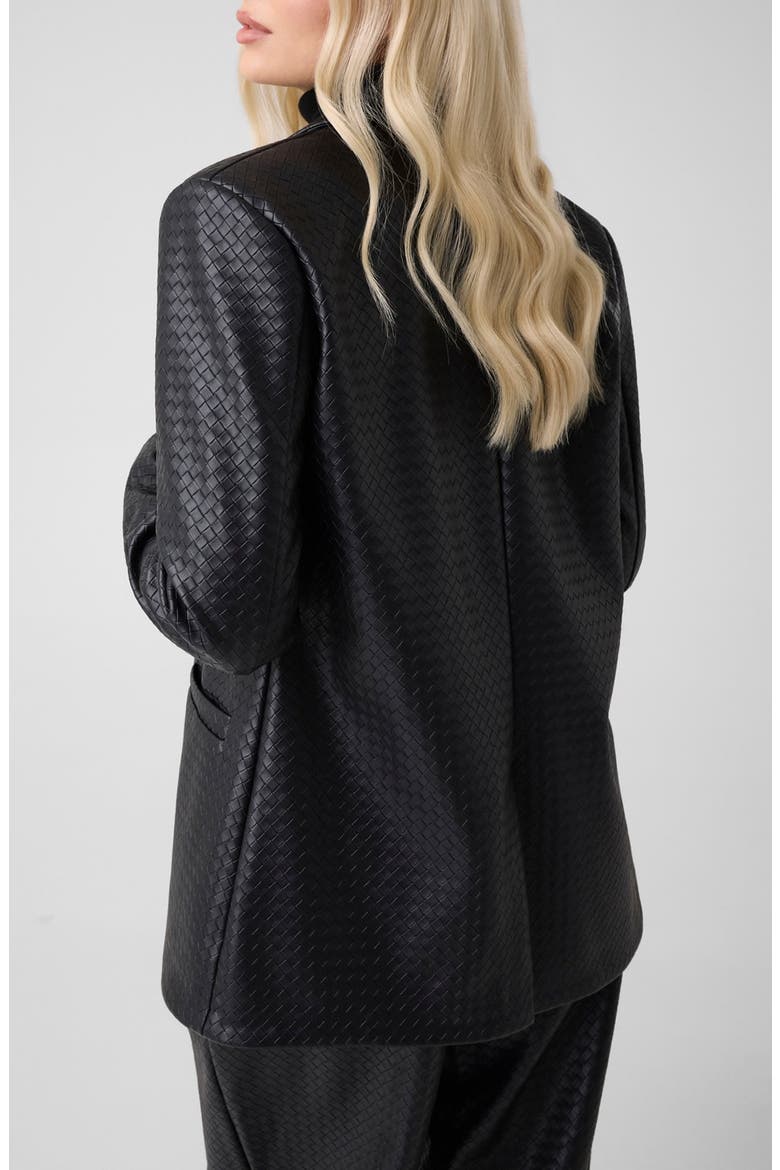 Sabine Basket Weave Faux Leather Blazer, Alternate, color, BLACK-BLACK