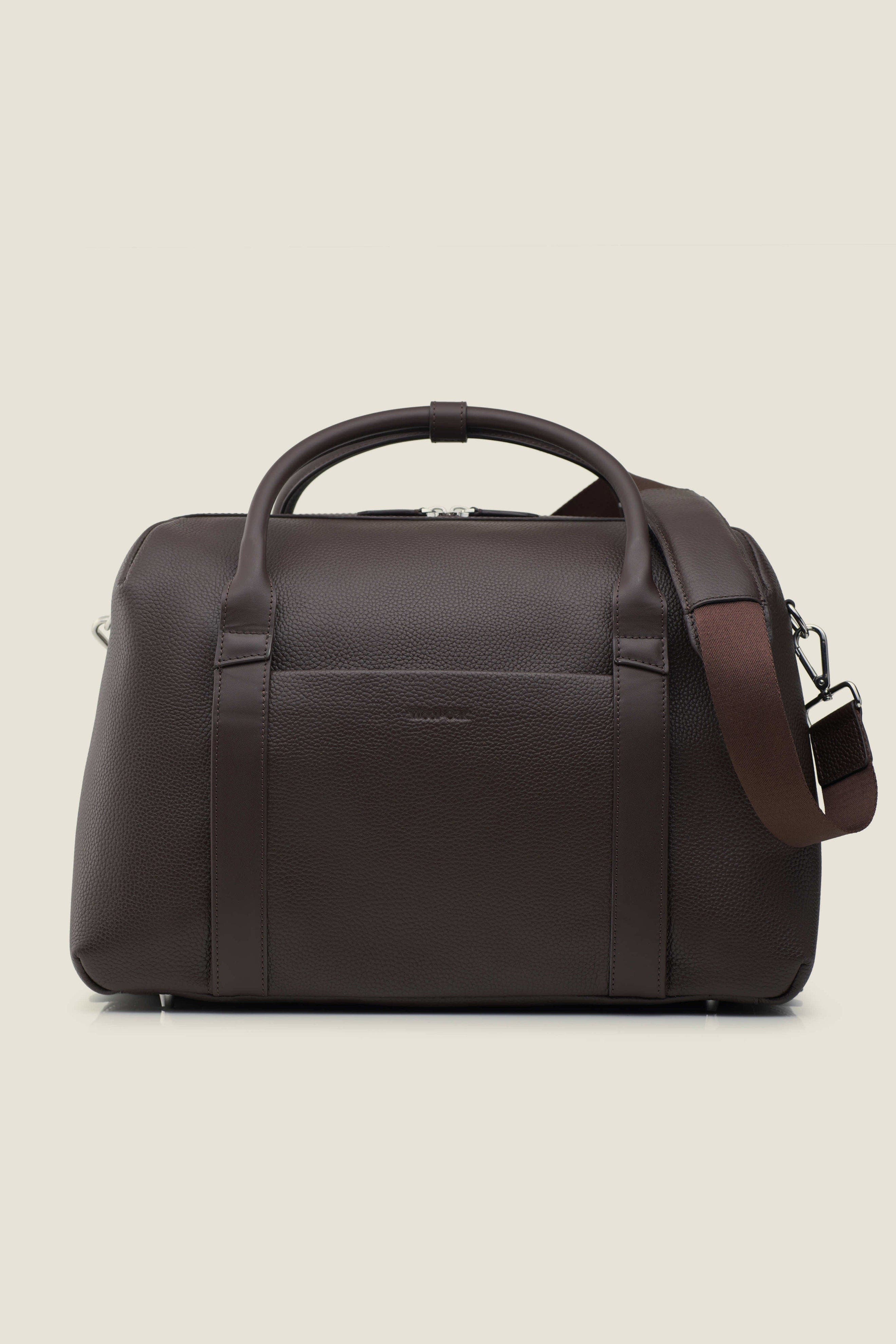 Duffle Suitcase Convertible Underseat Leather Weekender, Main, color, Chocolate
