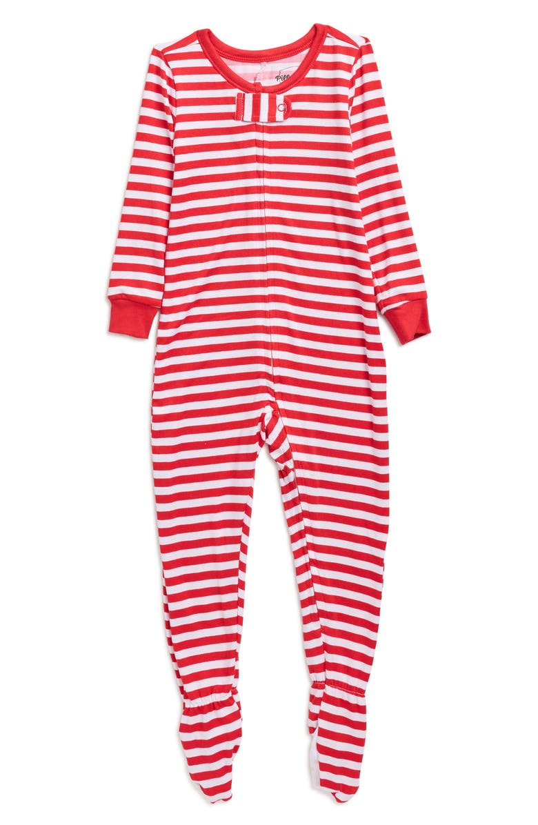 Pillow Talk Matching Family Stripe Footed Pajamas, Main, color, Red Candy Cane Stripe