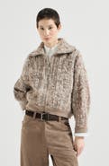 Brunello Cucinelli Dazzling tree bark embroidery cardigan in mohair and wool