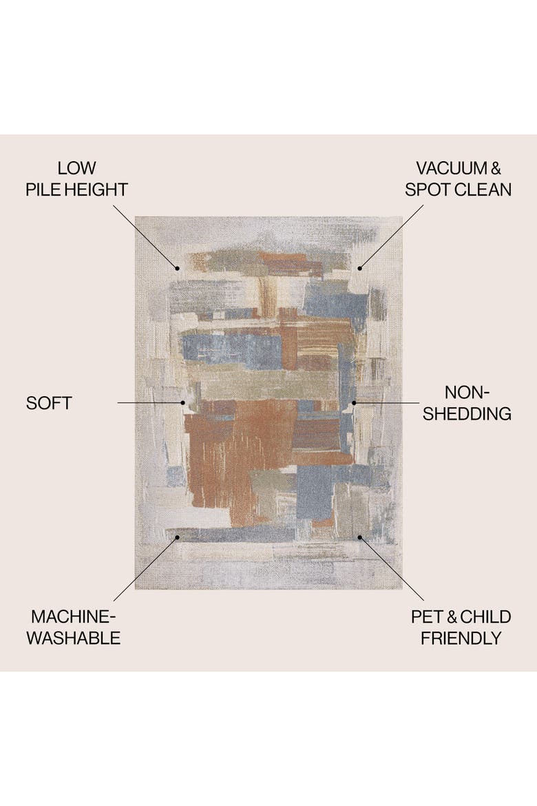 Weaver Abstract Coastal Watercolor Machine-Washable Area Rug, Alternate, color, Cream/Multi