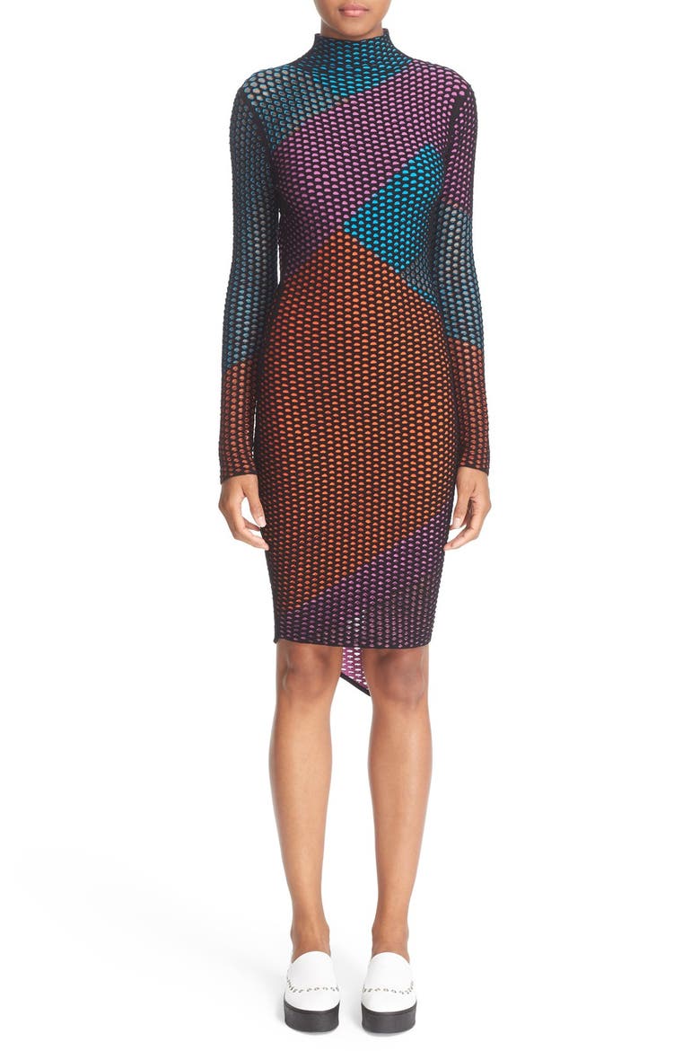 Mock Neck Dress, Main, color, BLACK