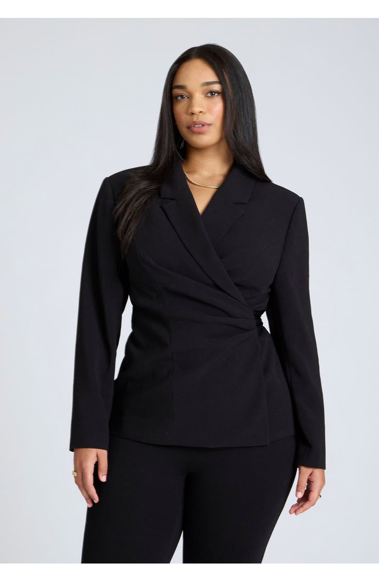 ELOQUII Wrap Blazer, Main, color, Black Onyx