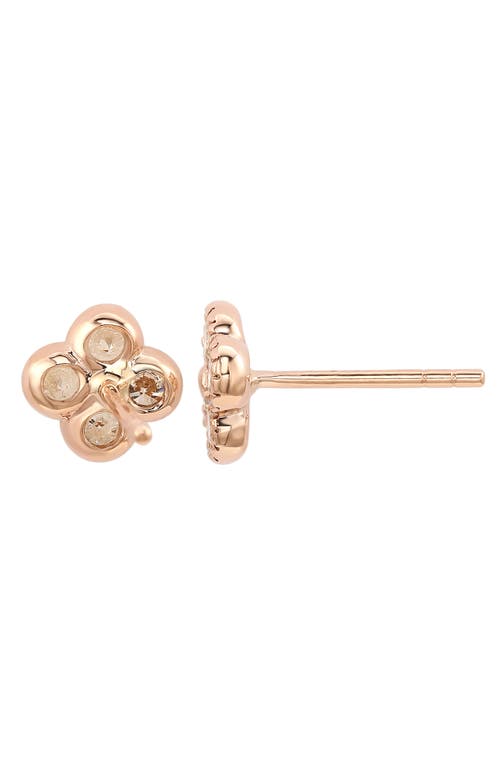 Suzy Levian Diamonds 14k Rose Gold Diamond Stud Earrings In Rose