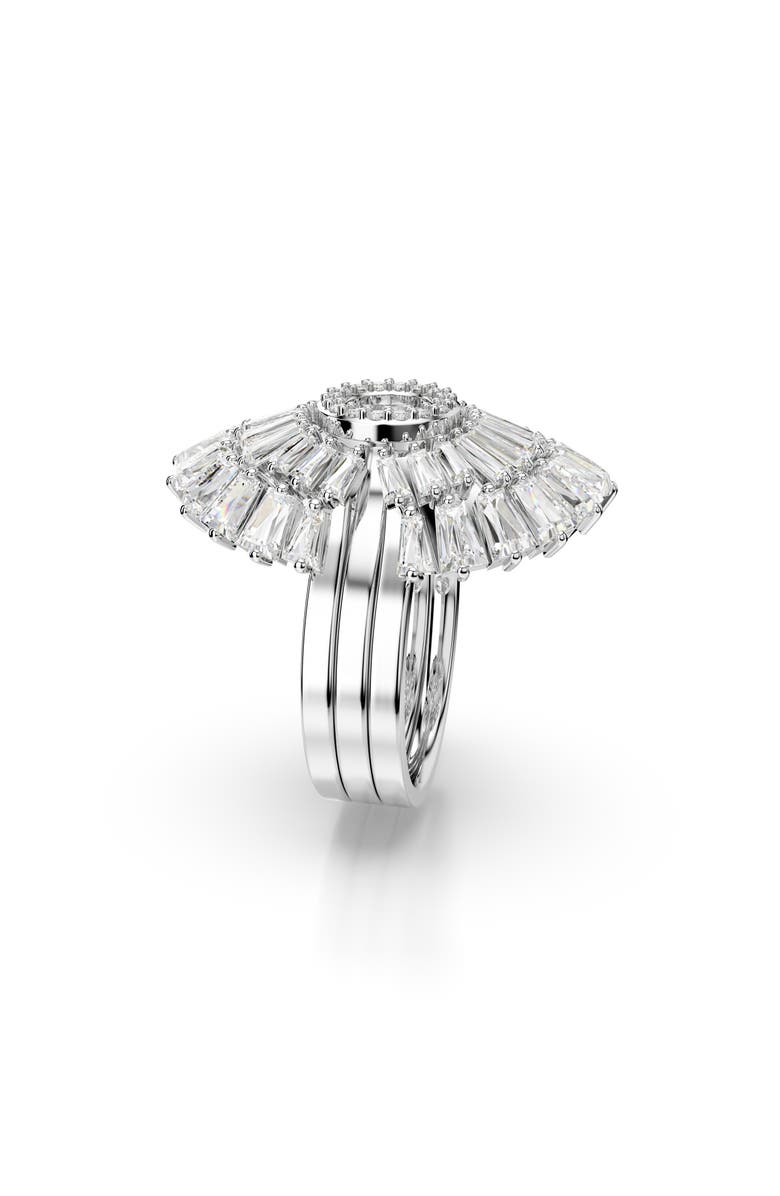 Swarovski Set of 3 Idyllia Cubic Zirconia Cocktail Rings, Alternate, color, Silver