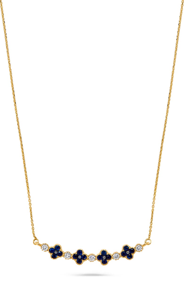 H.J. Namdar Clover Sapphire & Diamond Pendant Necklace, Main, color, Yellow Gold