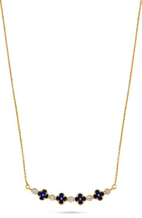 Clover Sapphire & Diamond Pendant Necklace