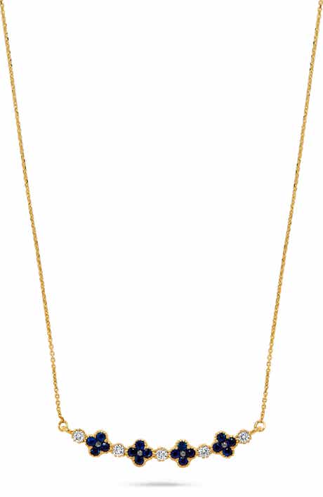 H.J. Namdar Clover Sapphire & Diamond Pendant Necklace