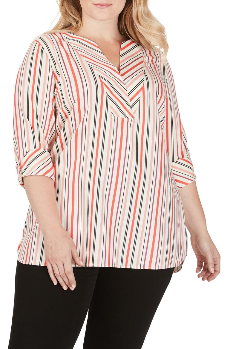 Vaughn Desert Stripe Stretch Cotton Blouse, Main, color, MULTI
