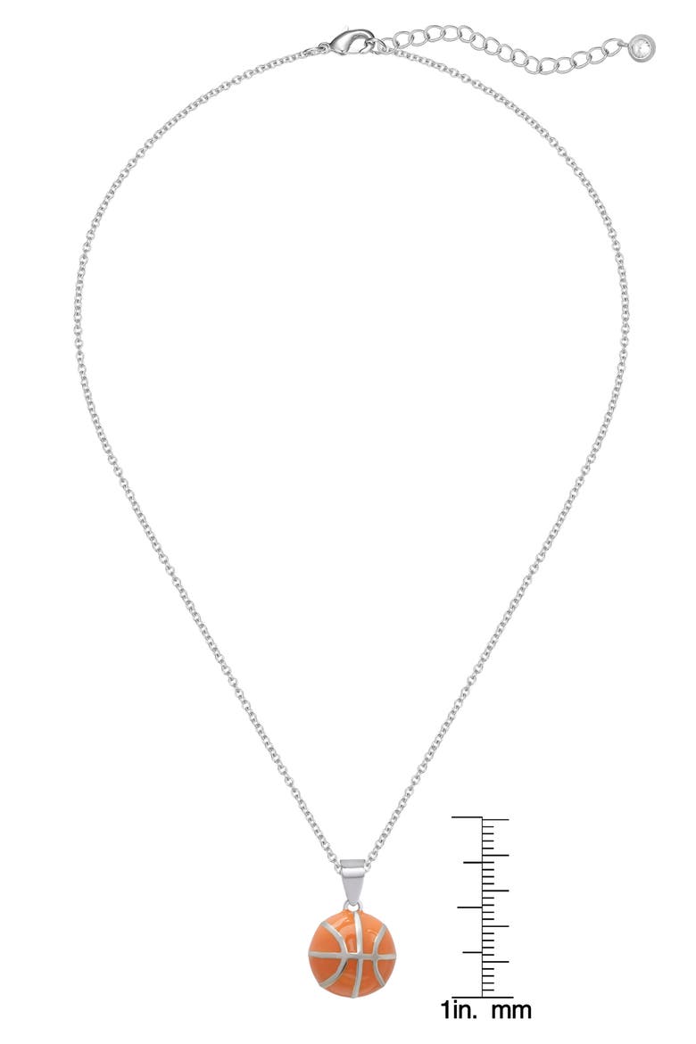 3D Basketball Necklace, Alternate, color, SILVER