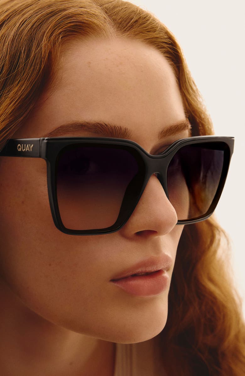 QUAY Level Up 60mm Square Sunglasses, Alternate, color, Matte Black/ Dusk Poppy