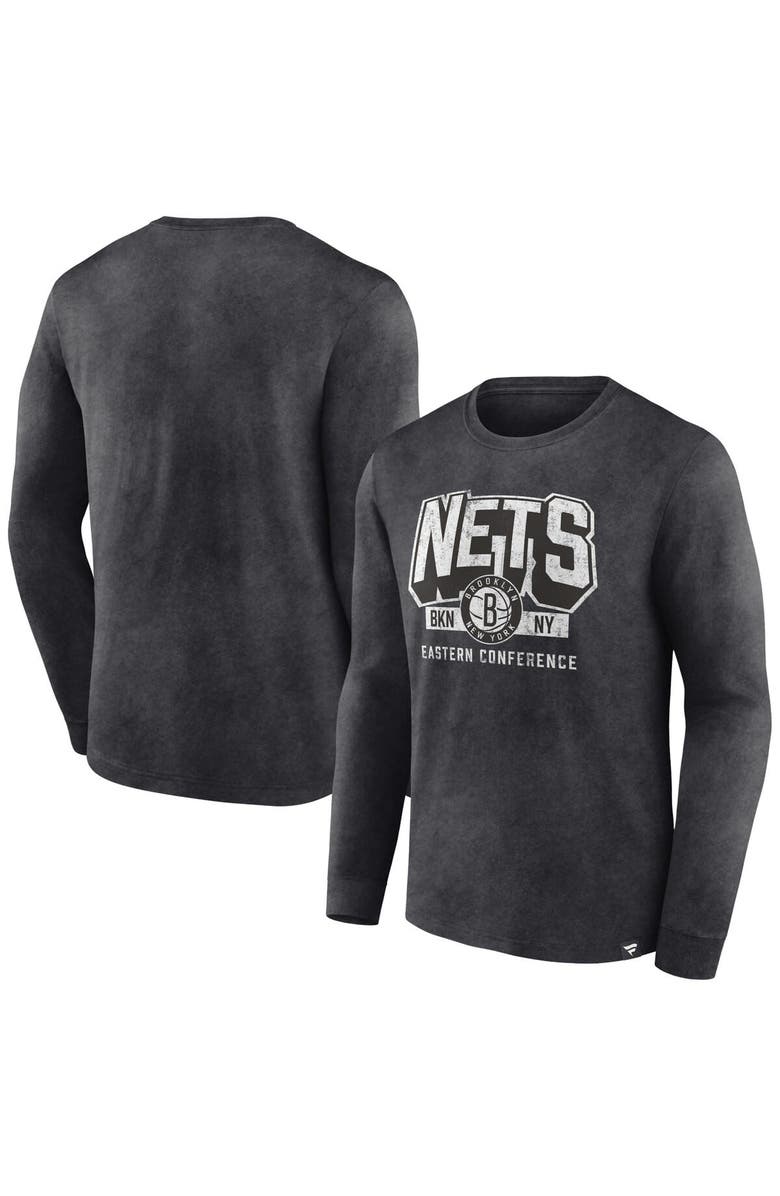 FANATICS Men's Fanatics Branded Heather Charcoal Brooklyn Nets Front Court Press Snow Wash Long Sleeve T-Shirt, Main, color, Heather Charcoal