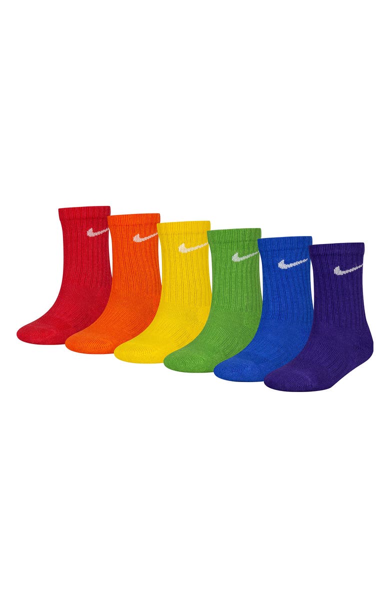 Nike Kids' Basic Swoosh Rib Crew Socks, Main, color, 