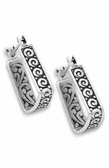 SAMUEL B. Sterling Silver Swirling Square Hoop Earrings
