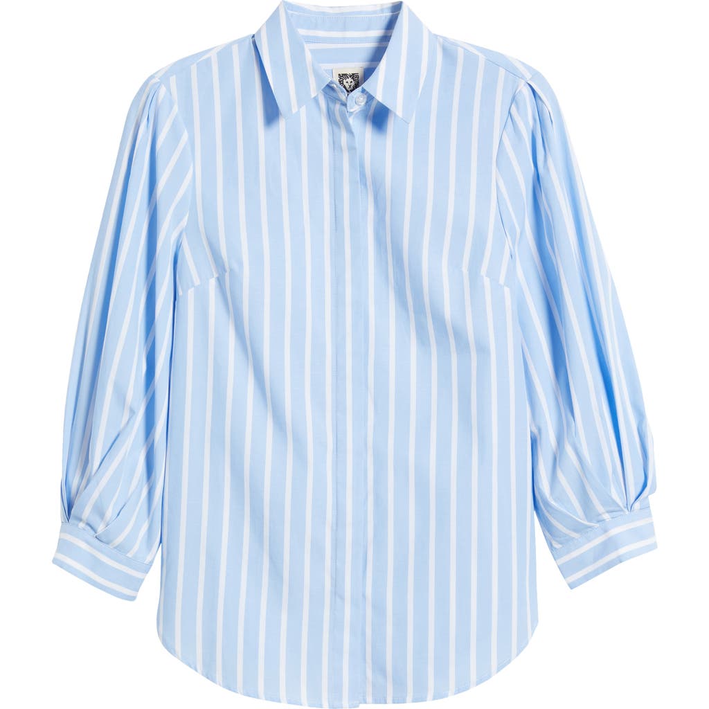 Anne Klein Shirt In Surf Blue/bright White