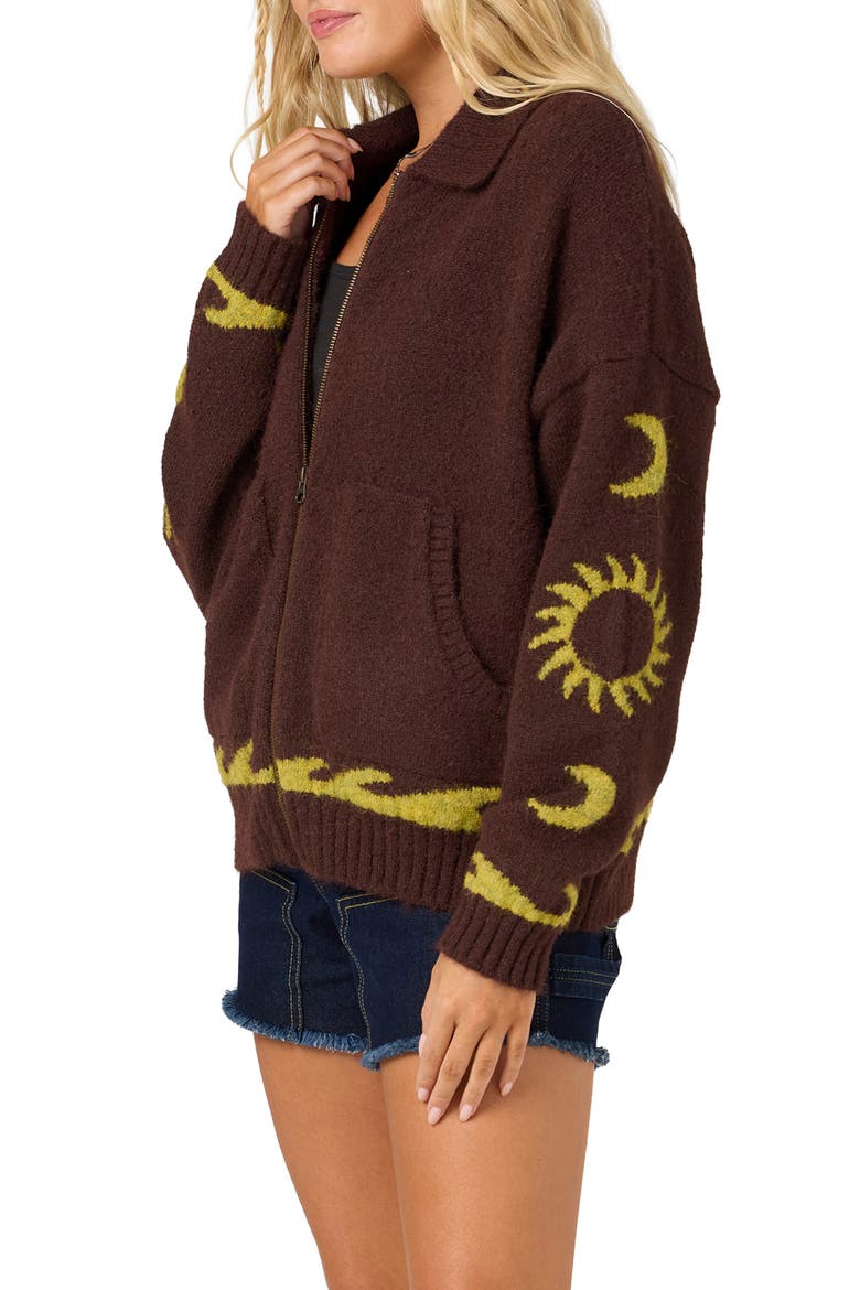 Corrine Zip Up Sweater, Alternate, color, CHOCOLATE