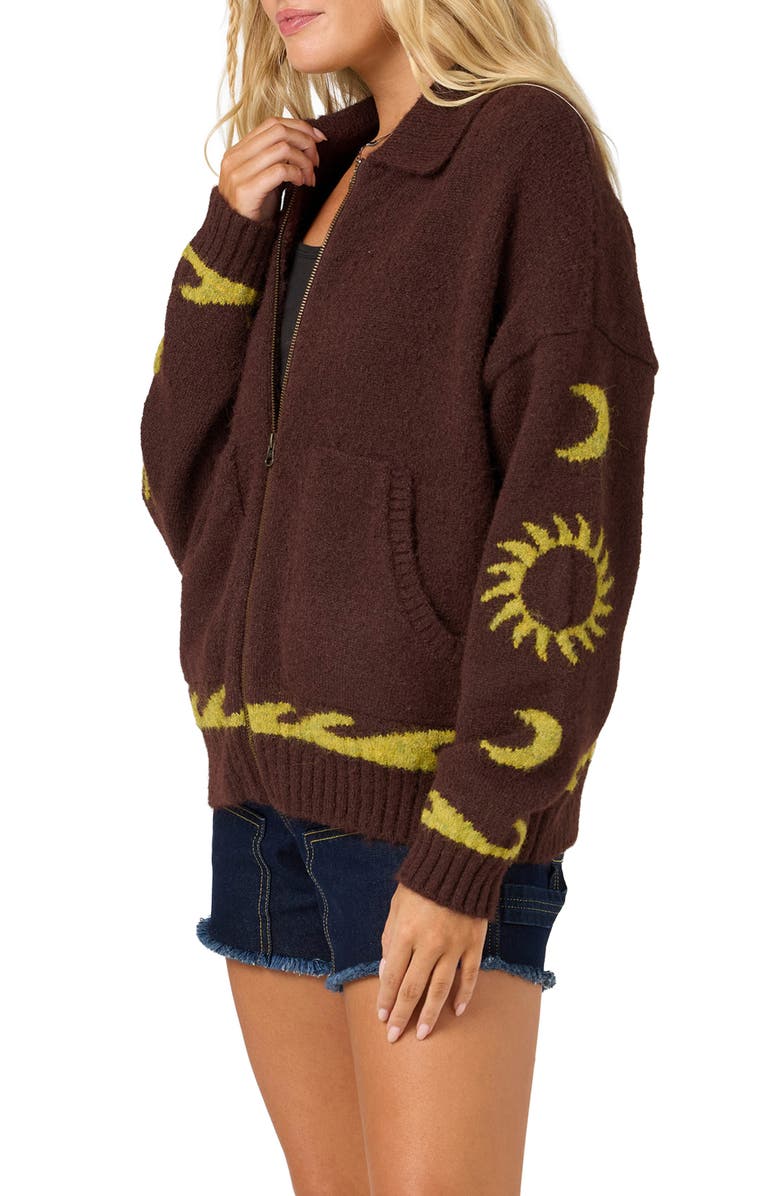 O'Neill Corrine Zip Up Sweater, Alternate, color, Chocolate